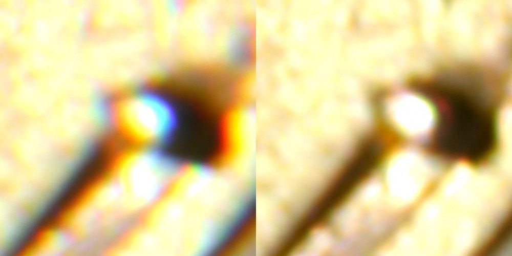 Left: Original image. Right: Chromatic aberration corrected image.