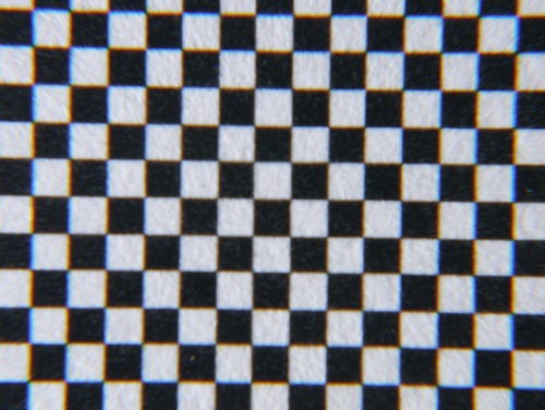 Checkered pattern (1mm square size), uncorrected.