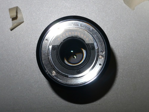 "Modified" lens: the Micro 4/3 electrical contacts are isolated.
