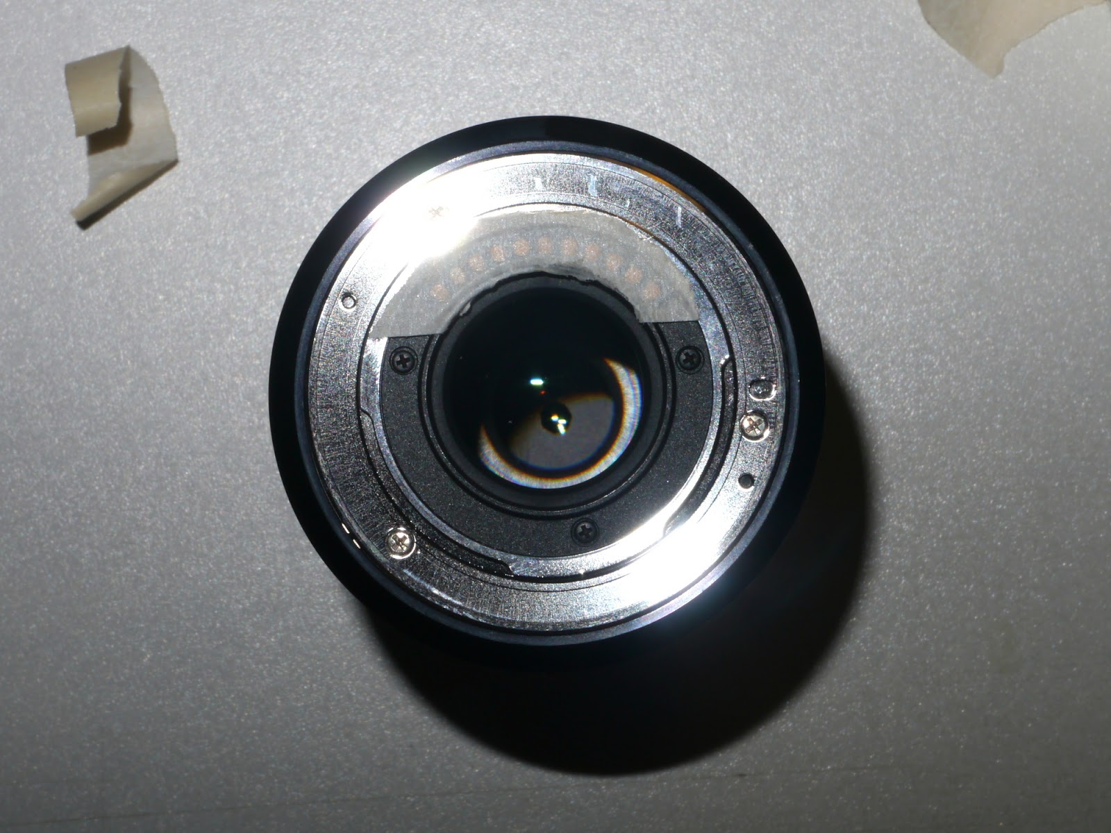 "Modified" lens: the Micro 4/3 electrical contacts are isolated.
