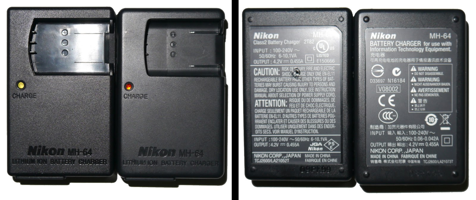 Left: eBay charger. Right: original charger.