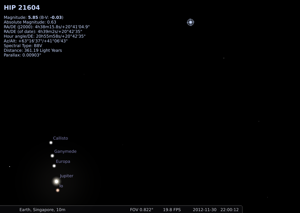 Output of Stellarium.