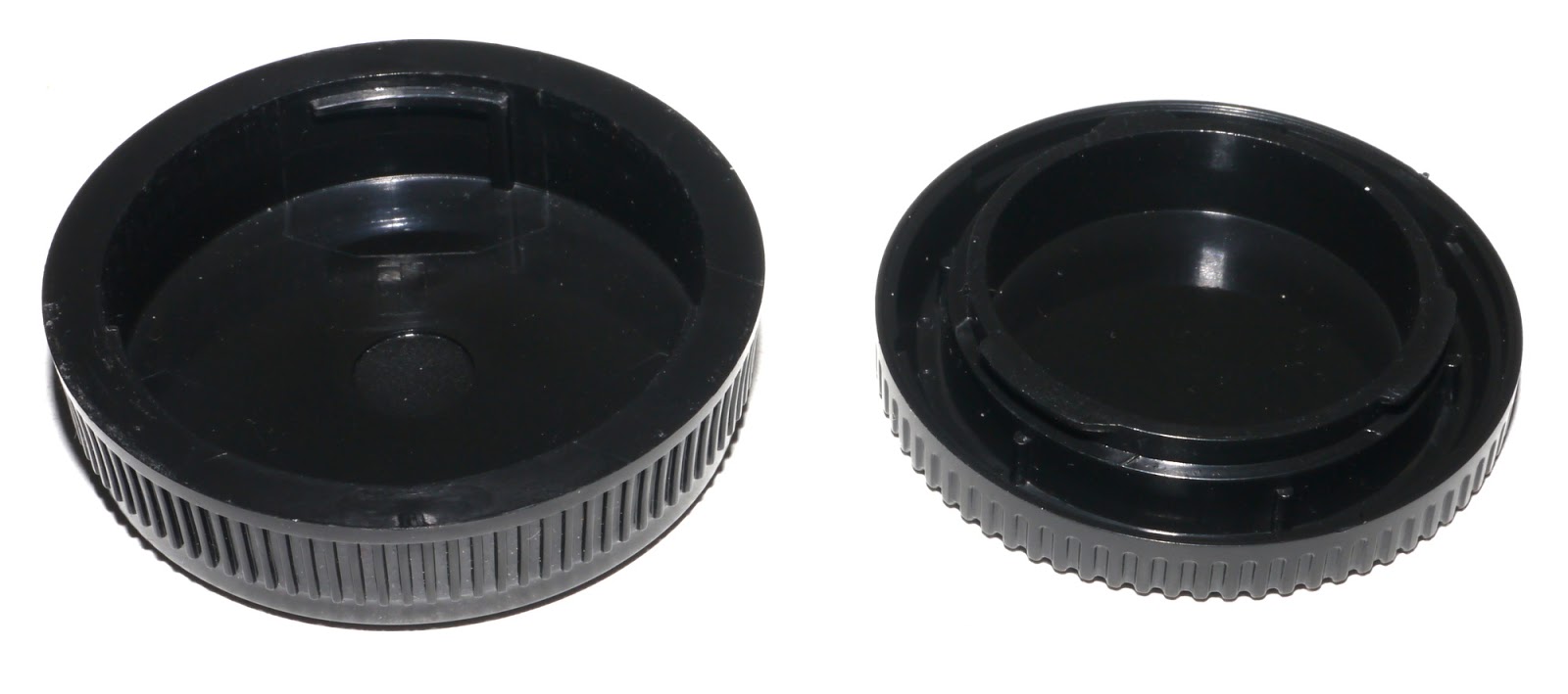 Left: Olympus OM lens cap. Right: Micro Four Third body cap