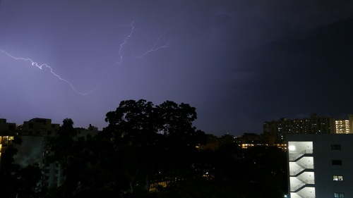 Intra-cloud lightnings, those are attenuated, probably because the light has to go though clouds and rain.