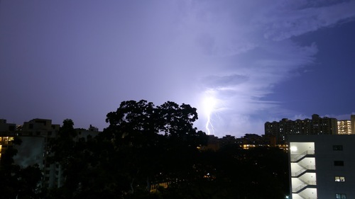 A bit overexposed, but notice how the sky becomes blue, at night.