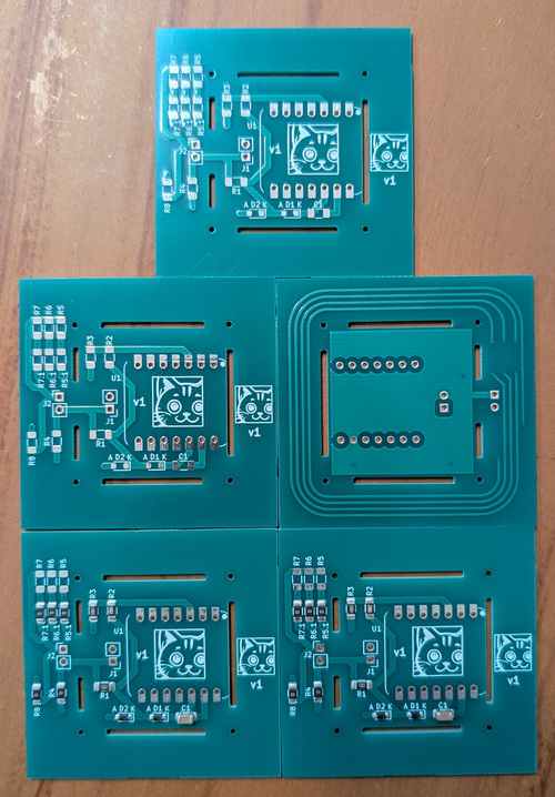 The manufactured PCBs as received from JLCPCB