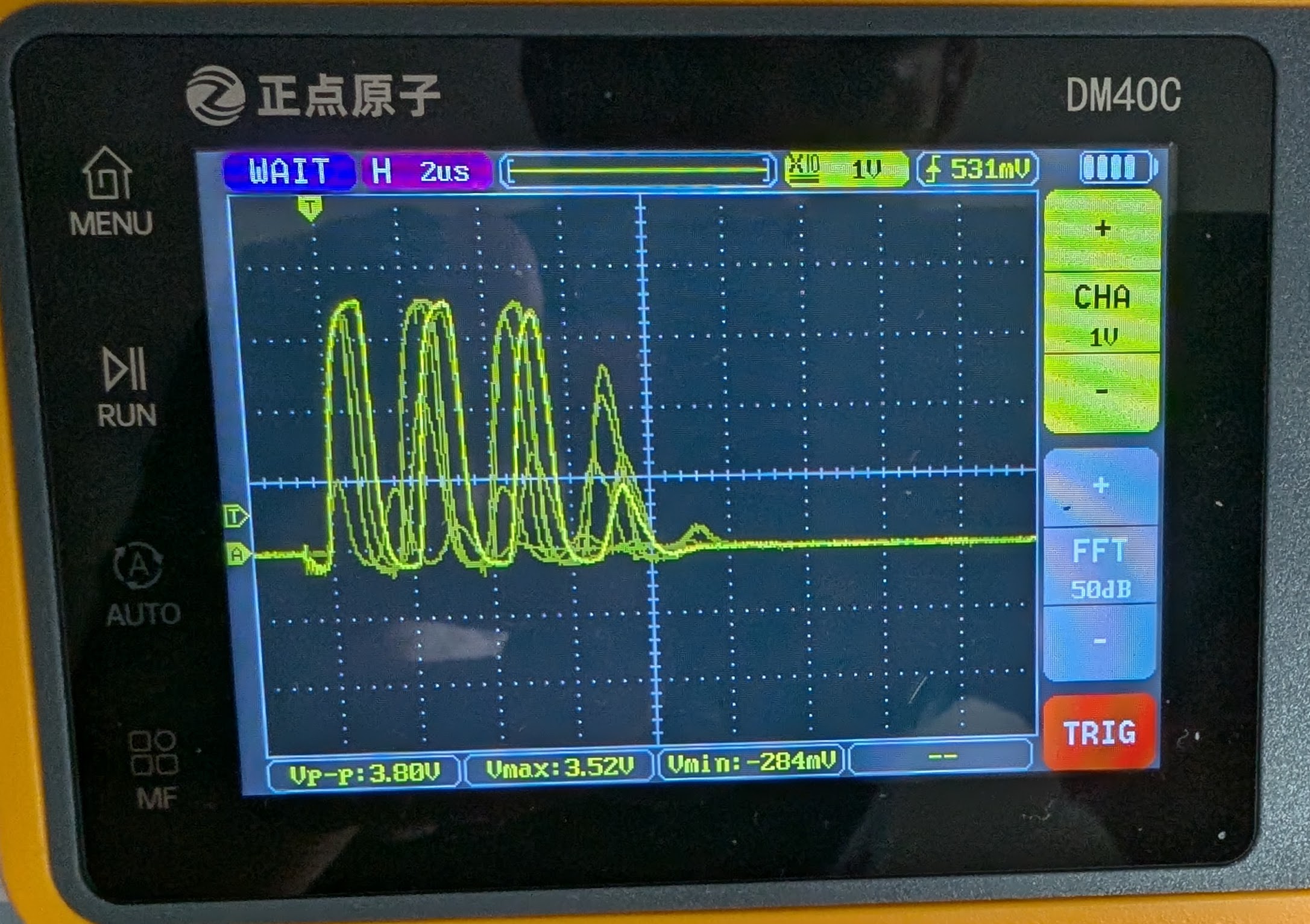 Signal after clamping, neatly between -0.3 and 3.6V.